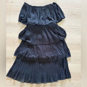 Tiered Black Strapless Dress